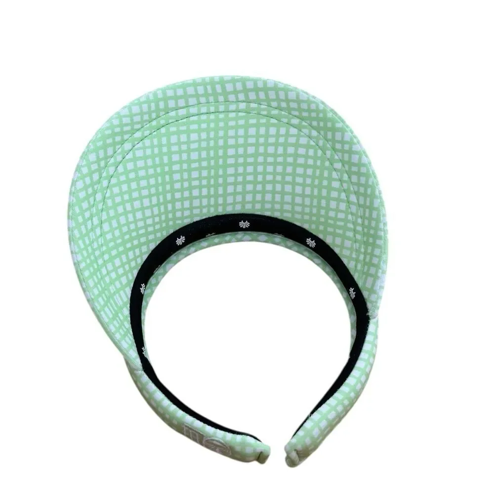 Lele Sadoughi Pistachio Gingham x Solid & Striped Printed Hard visor NWOT